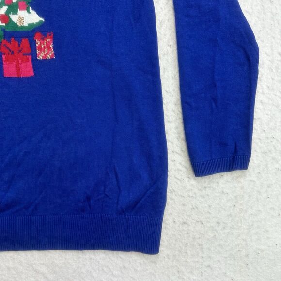 Kim Rogers Christmas Sweater Womens Small S Blue Long Sleeve Pullover Holiday - Picture 6 of 12